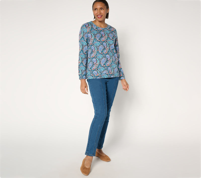 Denim & Co. Active Textured Cotton Crew Neck Pullover — View 13