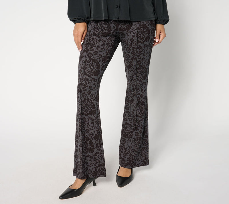 Peace Love World Regular Printed Lace Flare Ponte Pants — View 7
