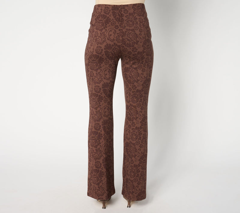 Peace Love World Regular Printed Lace Flare Ponte Pants — View 10