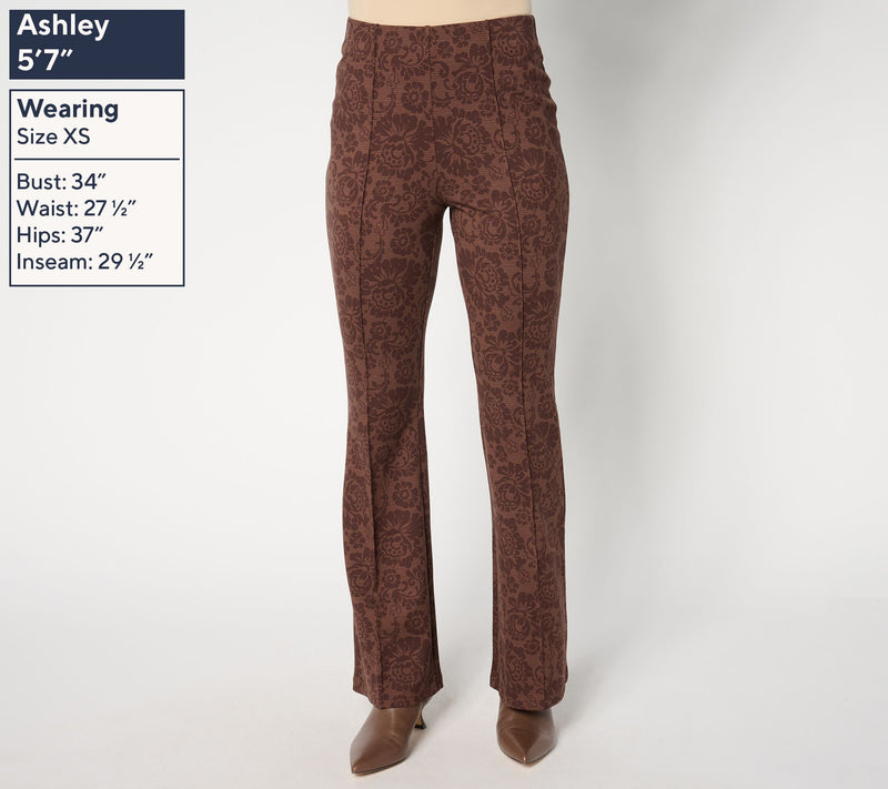 Peace Love World Regular Printed Lace Flare Ponte Pants — View 9