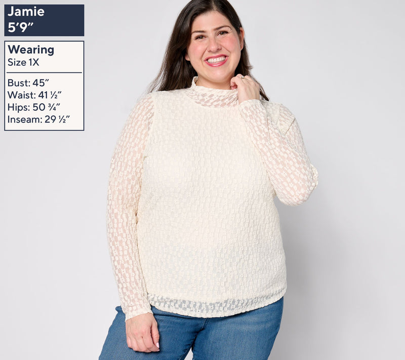 Peace Love World Black Label Lace Long Sleeve Top — View 2