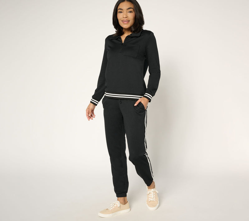 MUK LUKS Petite French Terry 1/4-Zip & Jogger Track Suit — View 9