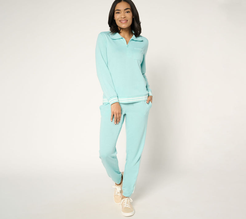 MUK LUKS Petite French Terry 1/4-Zip & Jogger Track Suit — View 7