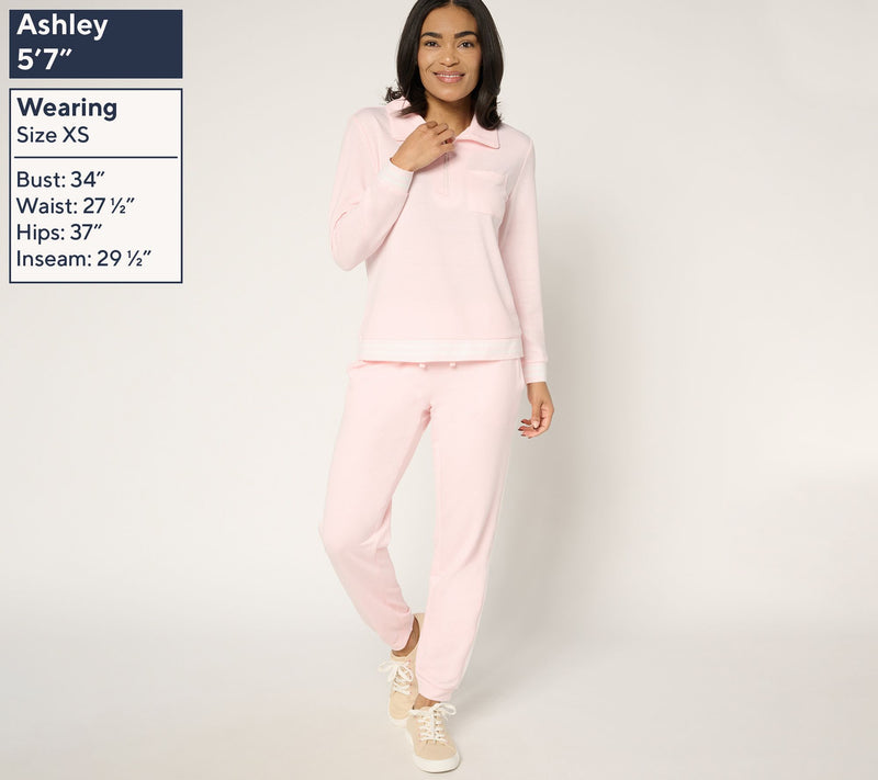 MUK LUKS Petite French Terry 1/4-Zip & Jogger Track Suit — View 12