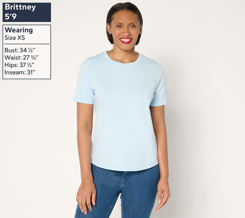 AnyBody 100% Washed Cotton Crewneck Essential Tee — View 3