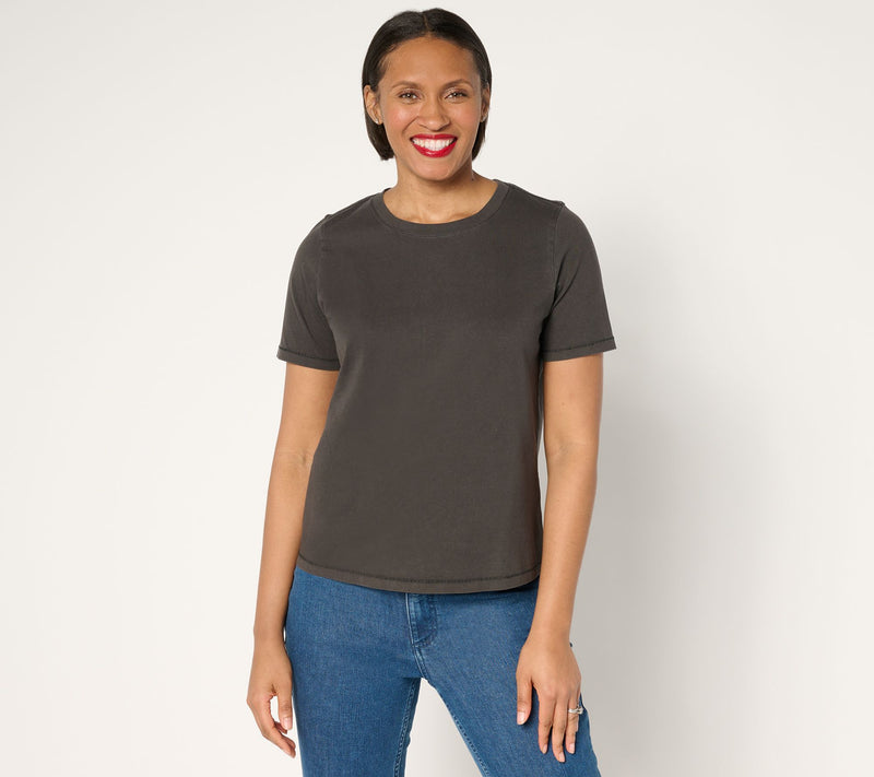 AnyBody 100% Washed Cotton Crewneck Essential Tee — View 14