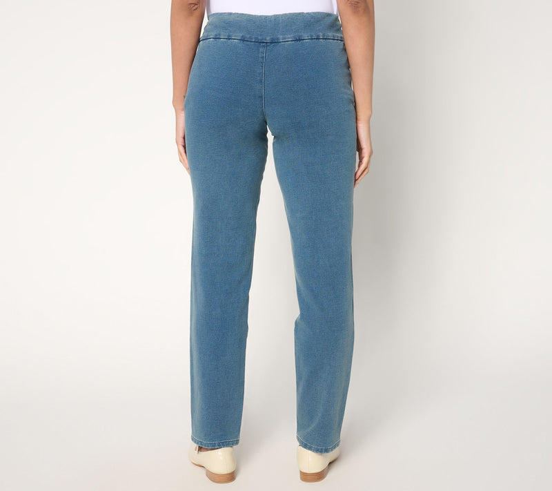 Quacker Factory DreamJeannes Regular Flat Waist Indigo Floral Jean — View 6