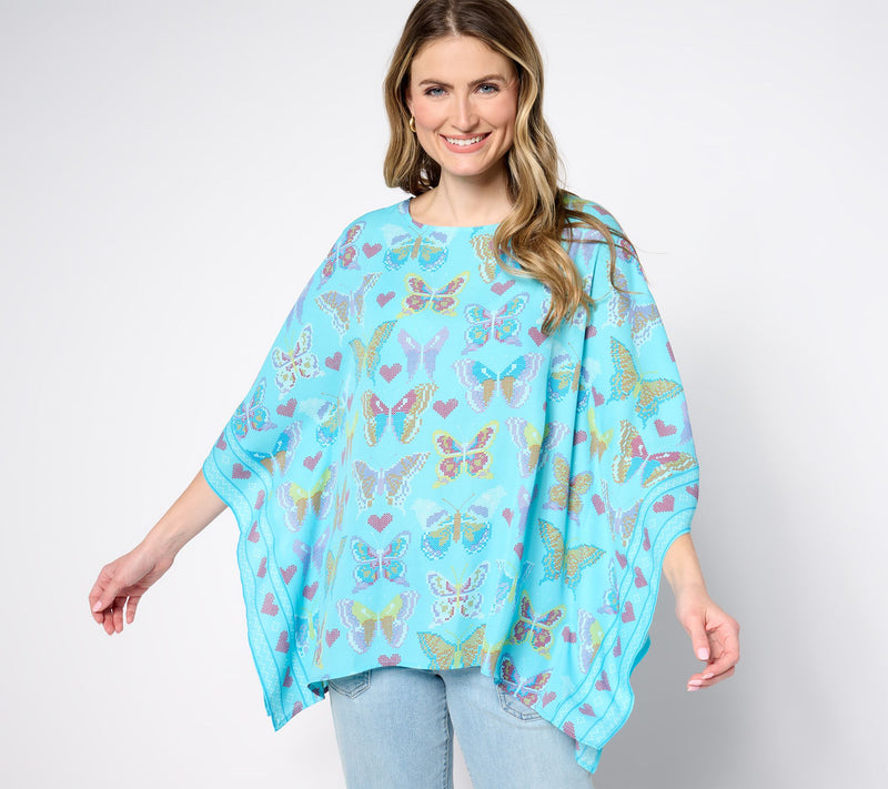 Quacker Factory Love In Flight Butterfly Caftan Top — View 10