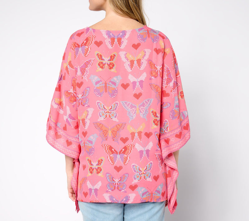 Quacker Factory Love In Flight Butterfly Caftan Top — View 4