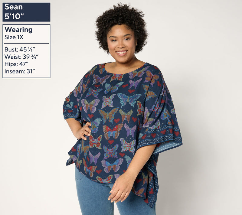 Quacker Factory Love In Flight Butterfly Caftan Top — View 2