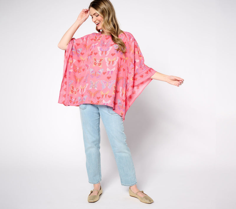Quacker Factory Love In Flight Butterfly Caftan Top — View 5