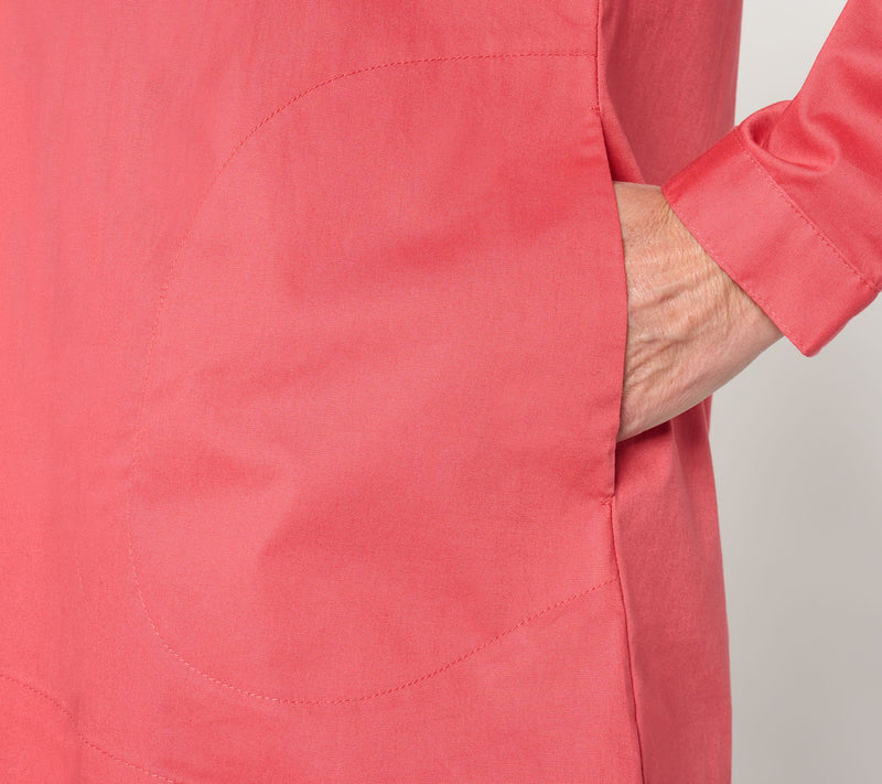 Denim & Co. Regular Button Front Poplin Tunic with Pockets — View 5