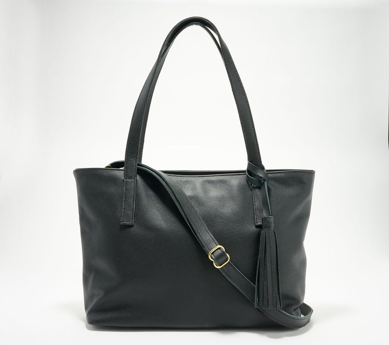 Parker Clay Eden Leather Carryall Tote with Crossbody Strap & Tassel — View 5