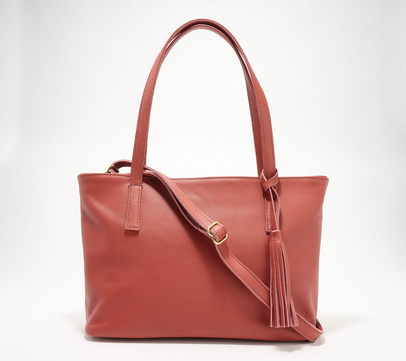 Parker Clay Eden Leather Carryall Tote with Crossbody Strap & Tassel — View 9