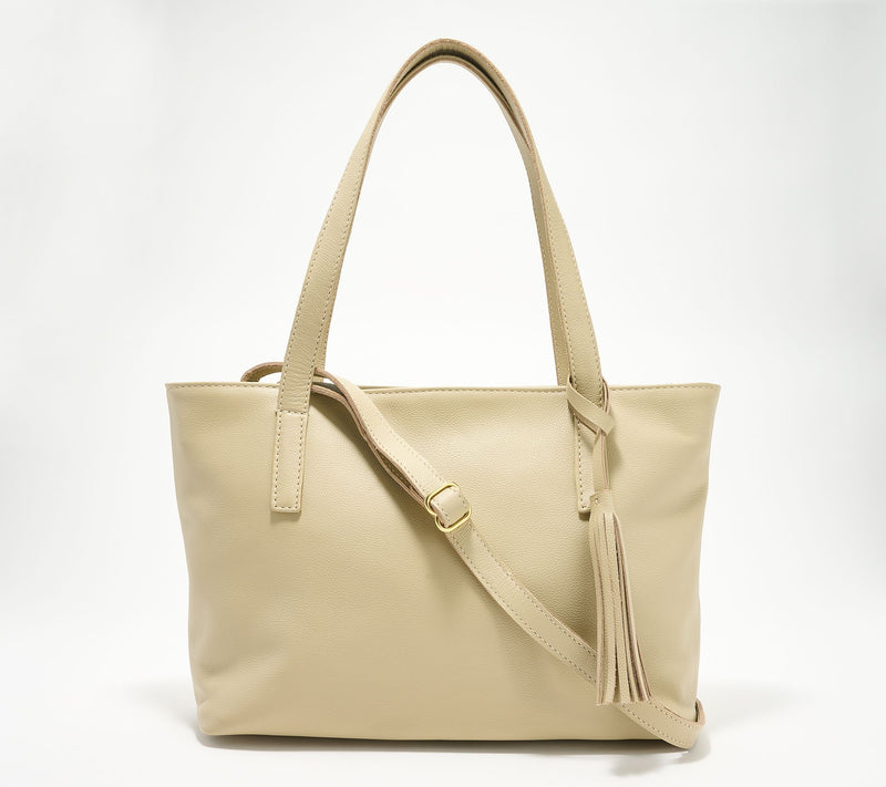 Parker Clay Eden Leather Carryall Tote with Crossbody Strap & Tassel — View 7