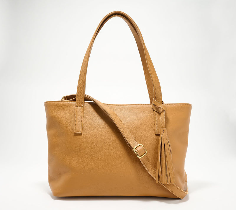 Parker Clay Eden Leather Carryall Tote with Crossbody Strap & Tassel — View 11