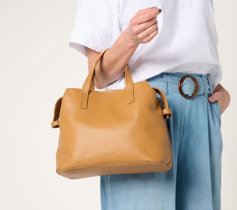 Parker Clay Napa Leather Satchel with Crossbody Strap — View 10