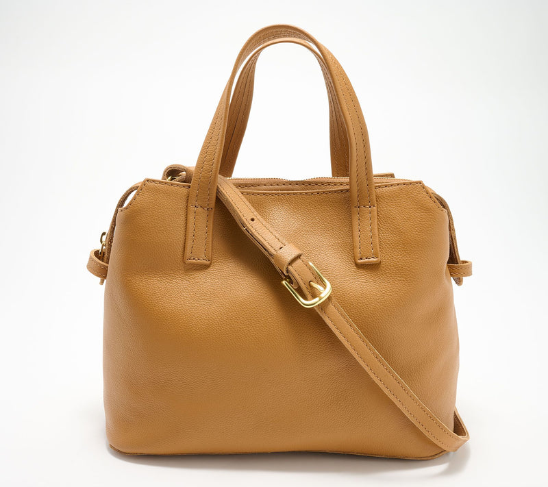 Parker Clay Napa Leather Satchel with Crossbody Strap — View 15