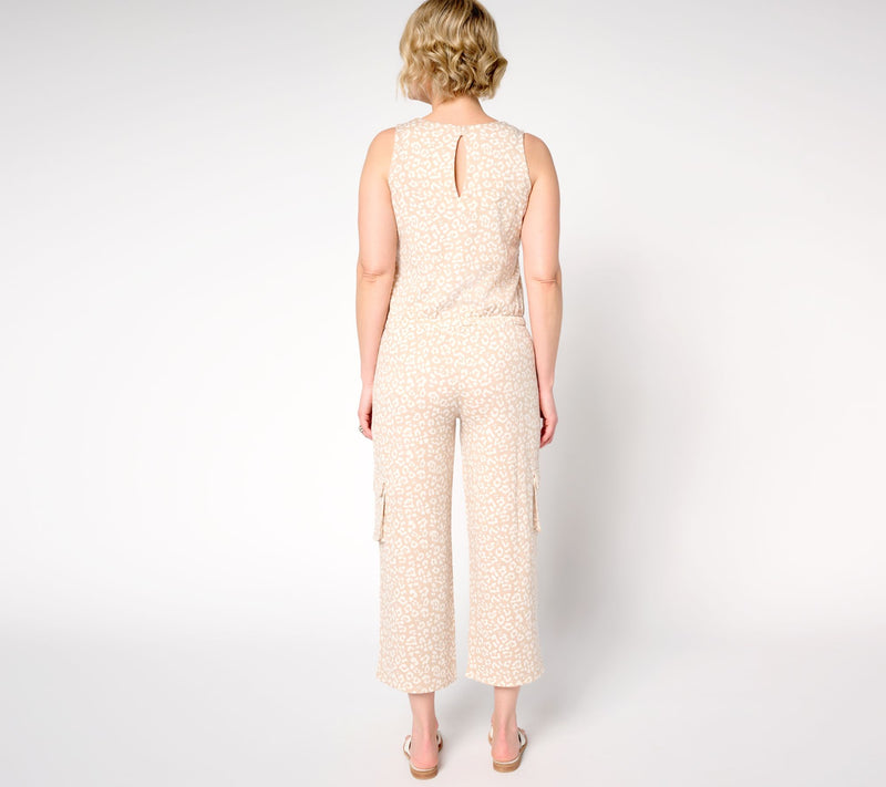 MUK LUKS French Terry Straight Leg Cargo Jumpsuit — View 16