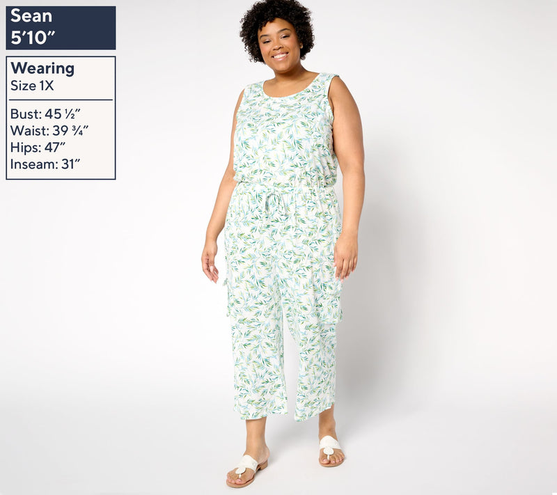MUK LUKS French Terry Straight Leg Cargo Jumpsuit — View 14