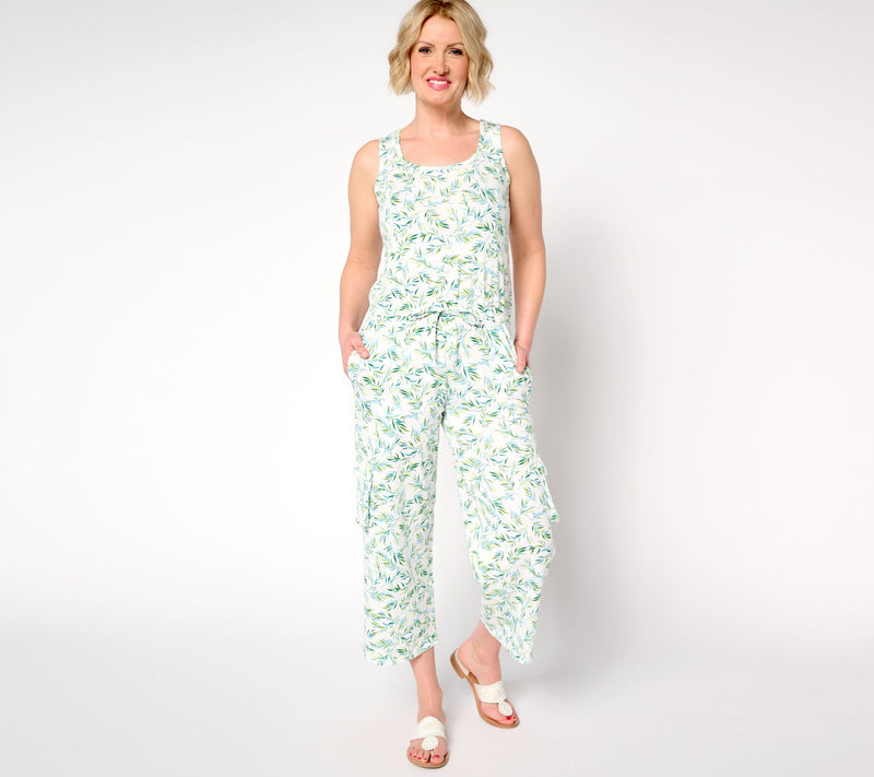 MUK LUKS French Terry Straight Leg Cargo Jumpsuit — View 7