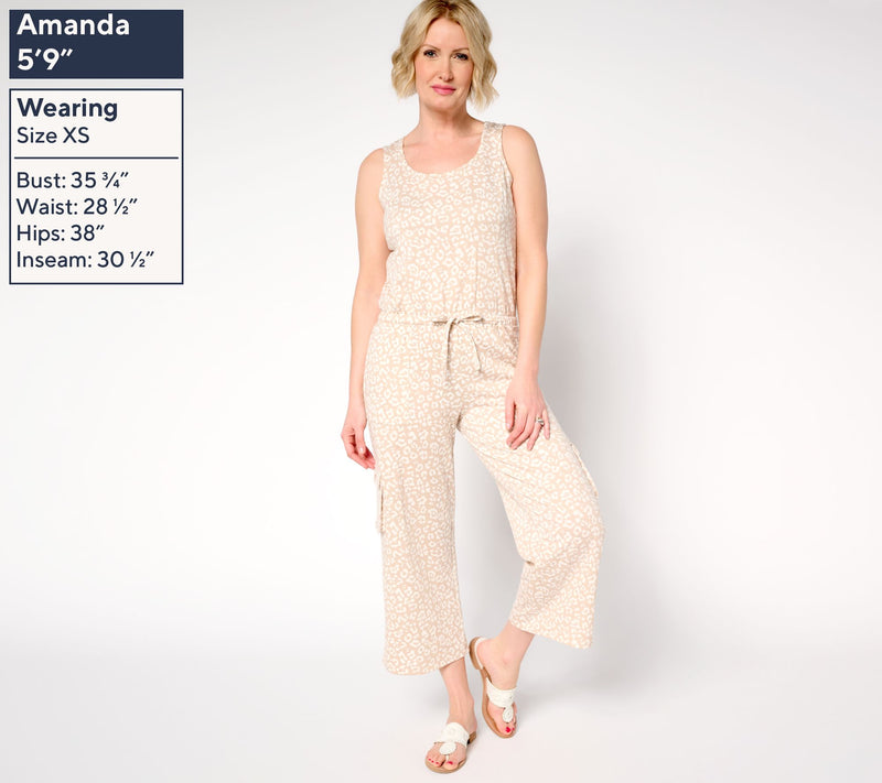 MUK LUKS French Terry Straight Leg Cargo Jumpsuit — View 15
