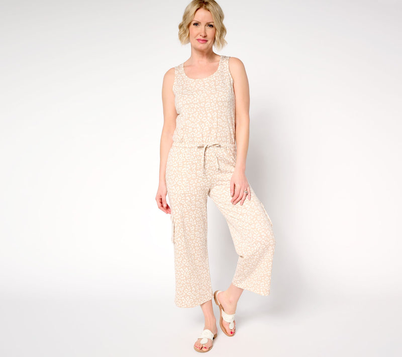 MUK LUKS French Terry Straight Leg Cargo Jumpsuit — View 11