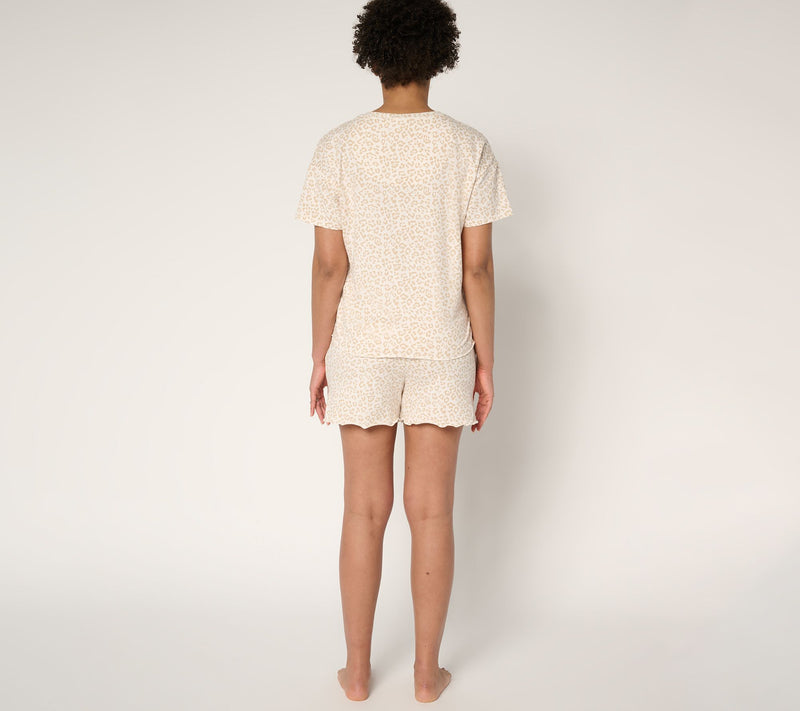 MUK LUKS Cotton Rich Embroidered Tee and Short Lounge Set — View 6