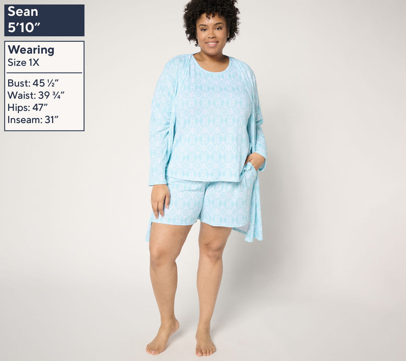MUK LUKS Textured Butter Knit Tank, Short, & Wrap Pajama Set — View 4