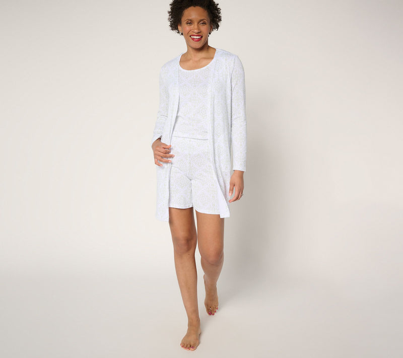 MUK LUKS Textured Butter Knit Tank, Short, & Wrap Pajama Set — View 15