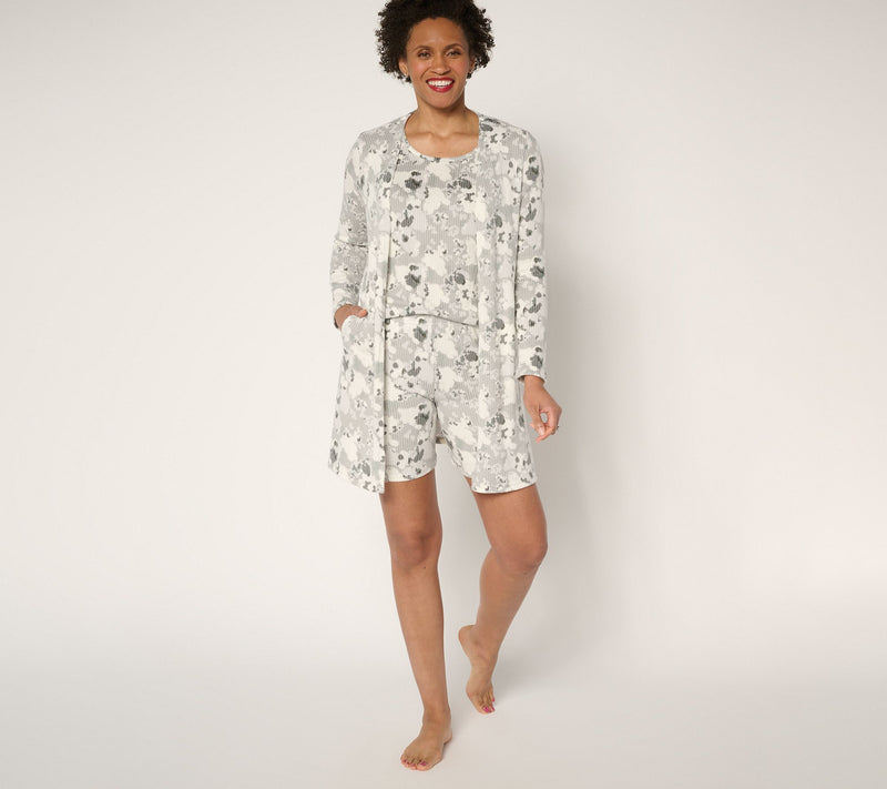 MUK LUKS Textured Butter Knit Tank, Short, & Wrap Pajama Set — View 16