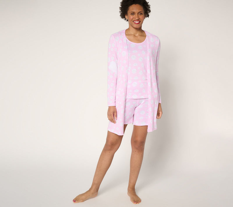 MUK LUKS Textured Butter Knit Tank, Short, & Wrap Pajama Set — View 17