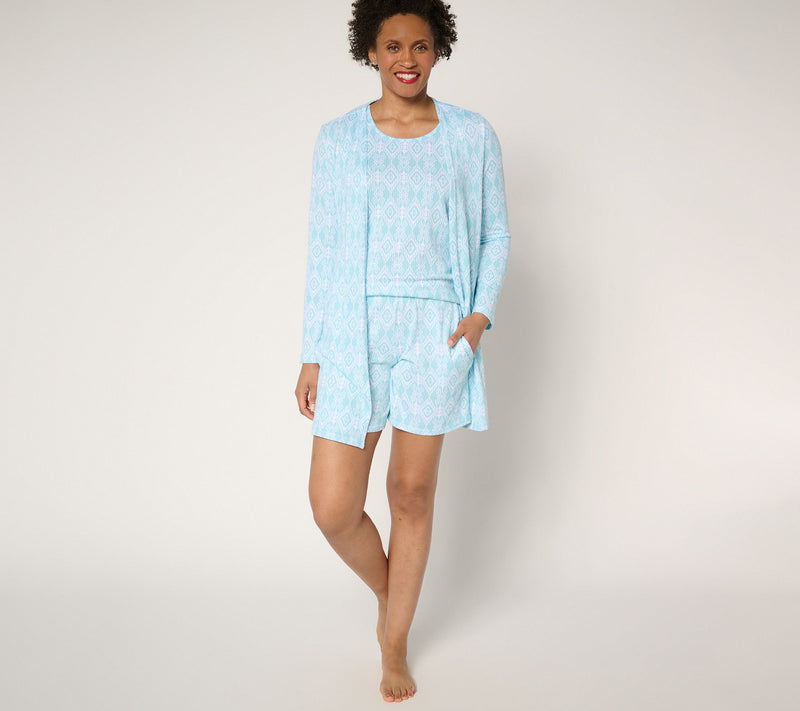 MUK LUKS Textured Butter Knit Tank, Short, & Wrap Pajama Set — View 18