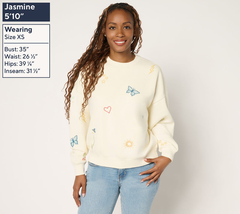 Driftwood Jeans Teddy Crew Neck Pullover - Doodle — View 2