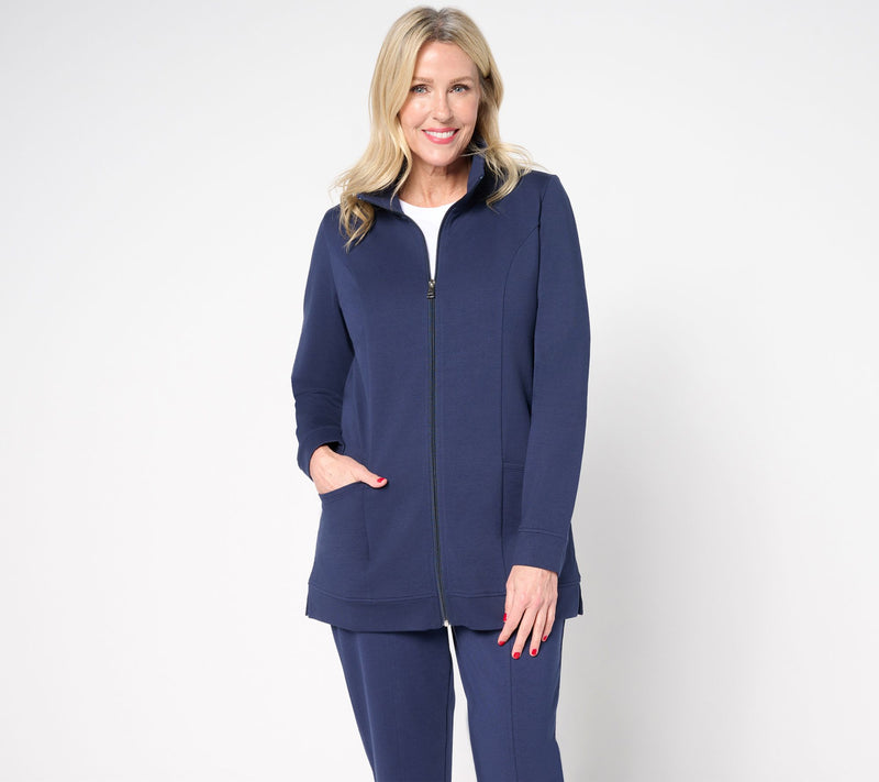 Denim & Co. Petite EasyWear French Terry Tunic Jacket — View 11
