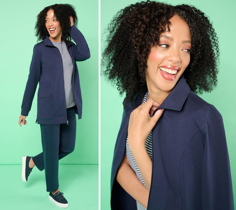 Denim & Co. Petite EasyWear French Terry Tunic Jacket — View 19