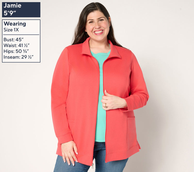 Denim & Co. Petite EasyWear French Terry Tunic Jacket — View 14