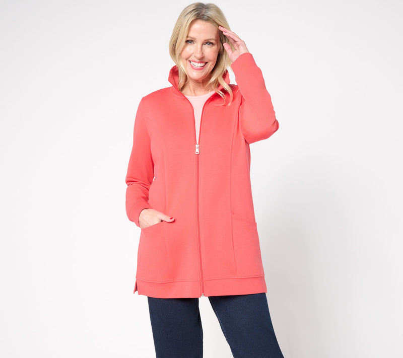 Denim & Co. Petite EasyWear French Terry Tunic Jacket — View 3