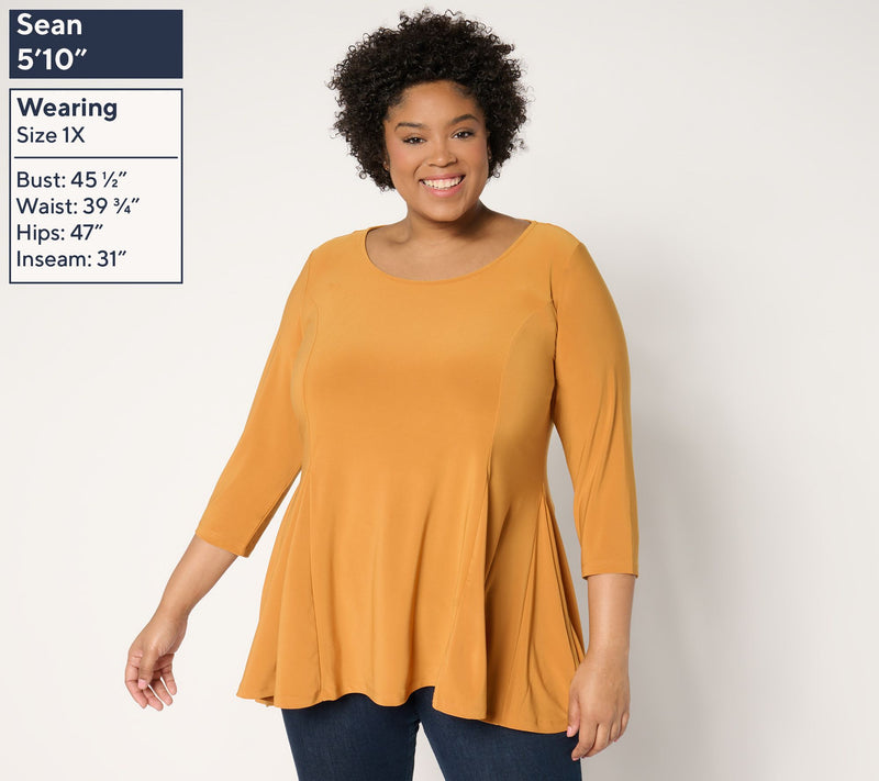 Women with Control Como Jersey Godet Top — View 2