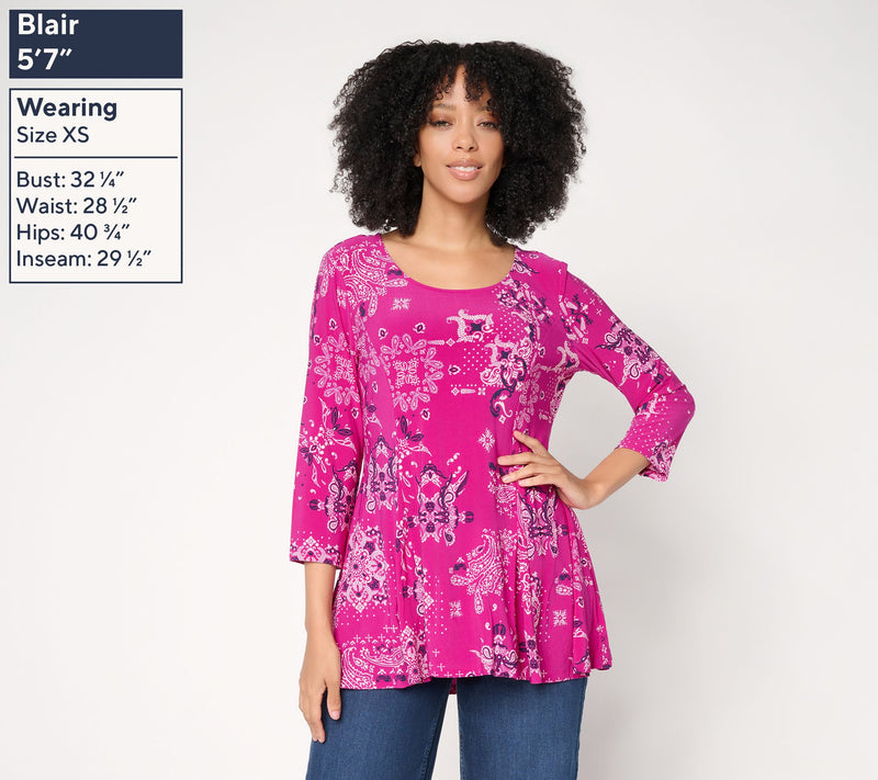 Women with Control Como Jersey Godet Top — View 3