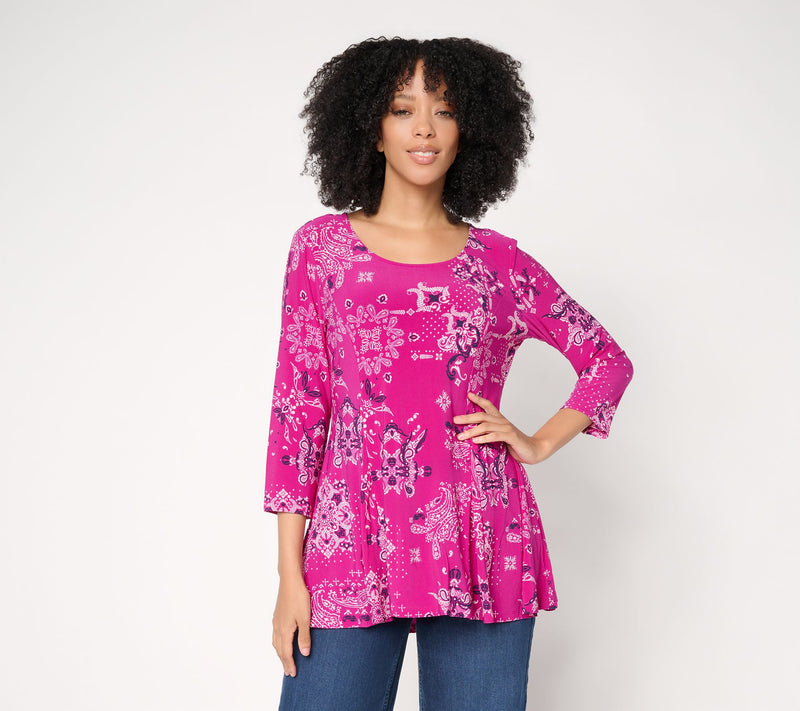 Women with Control Como Jersey Godet Top — Main view