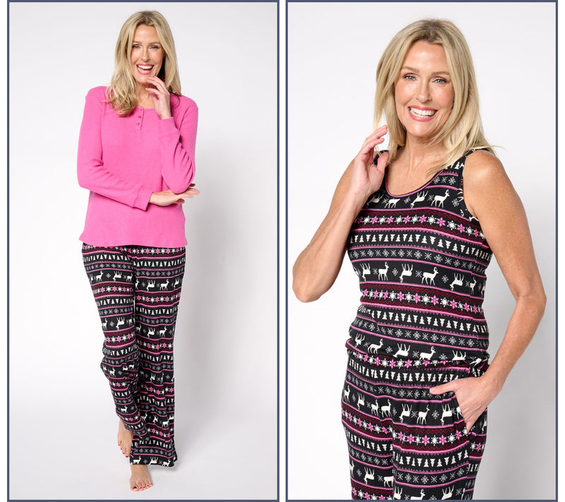MUK LUKS Tall Sweater Knit & Ribbed Knit 3-Pc Pajama Set — View 5