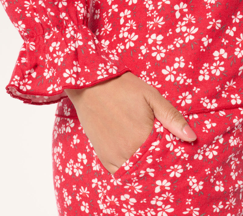 MUK LUKS Brushed Interlock Ruffle Cuff Pajama Set — View 14