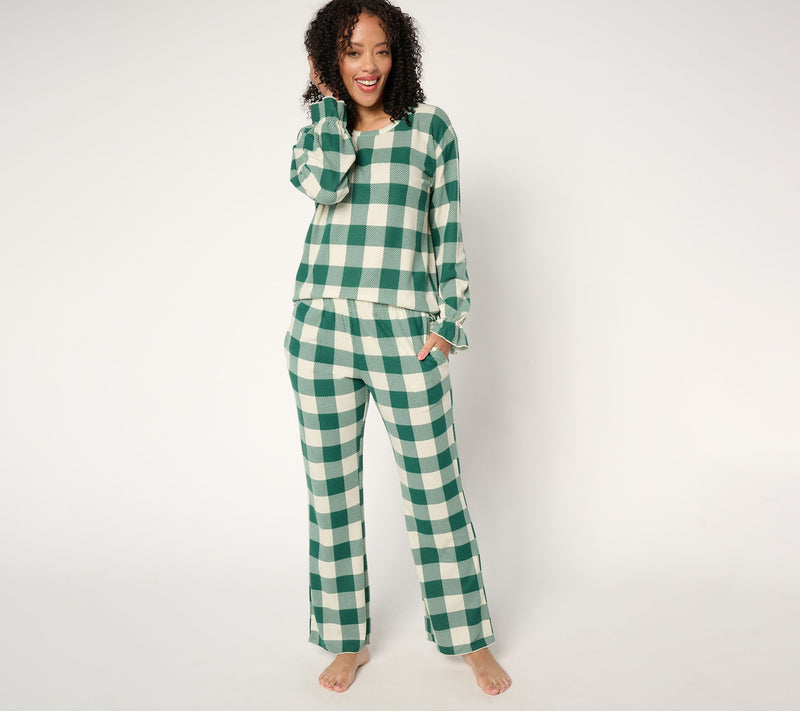MUK LUKS Brushed Interlock Ruffle Cuff Pajama Set — View 5