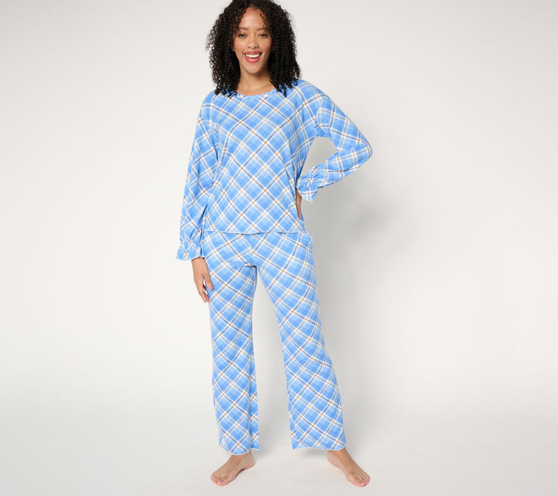 MUK LUKS Brushed Interlock Ruffle Cuff Pajama Set — View 9