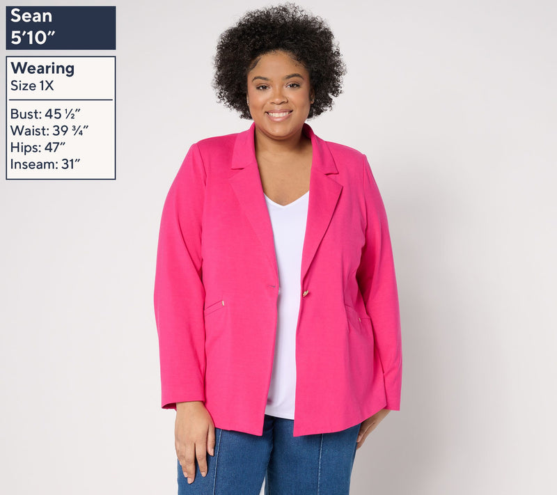 Women with Control Cotton Jersey Blazer — View 12
