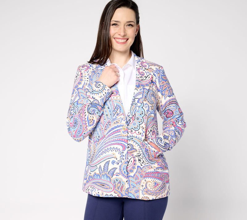 Women with Control Cotton Jersey Blazer — View 7