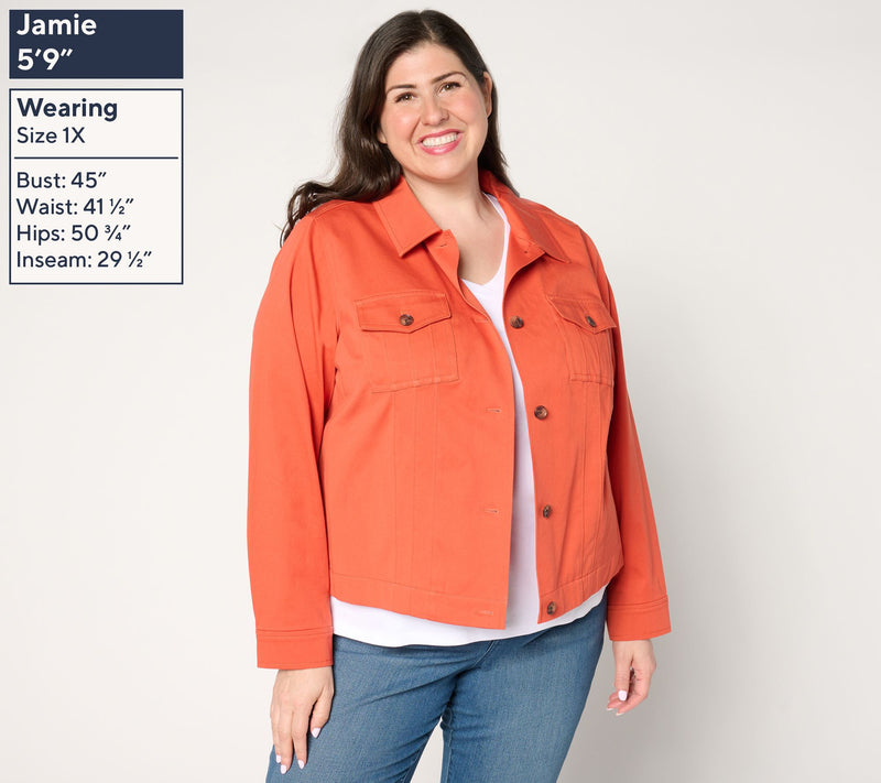 Women with Control Cotton Stretch Sateen Jacket — View 8