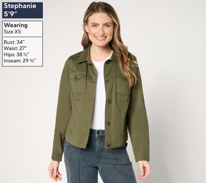 Women with Control Cotton Stretch Sateen Jacket — View 9