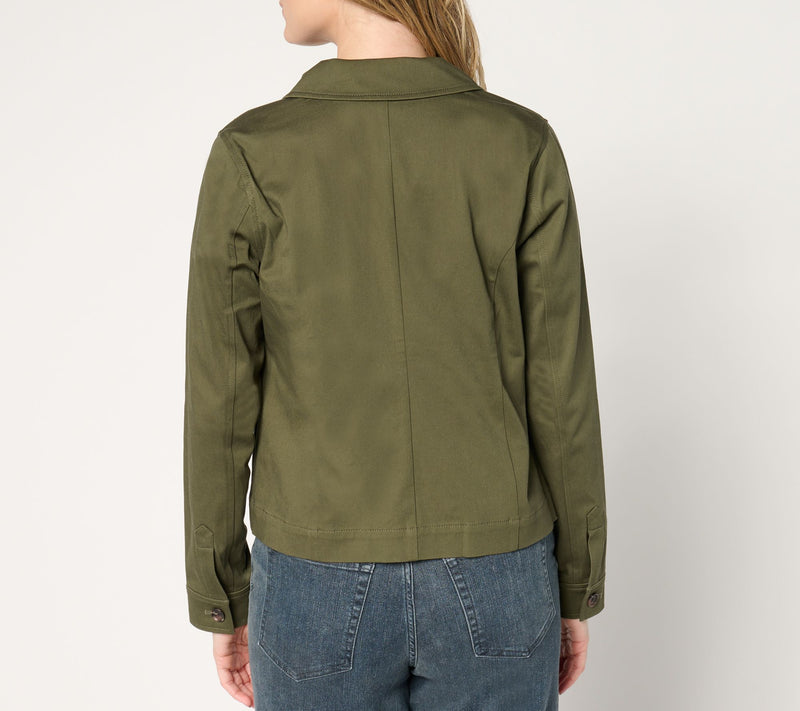 Women with Control Cotton Stretch Sateen Jacket — View 10